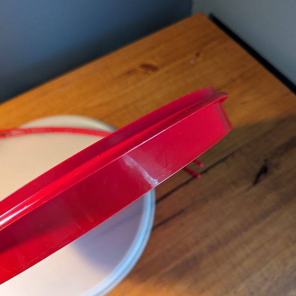 Vintage Red Tupperware Divided Veggie Serving Container With Lid and handle - Picture 7 of 14